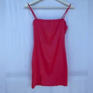 Watermelon Pink Satin Strappy Mini Dress - Oh Polly